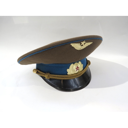 9189 - Five Cold War era Russian Soviet USSR visor caps including Air Force