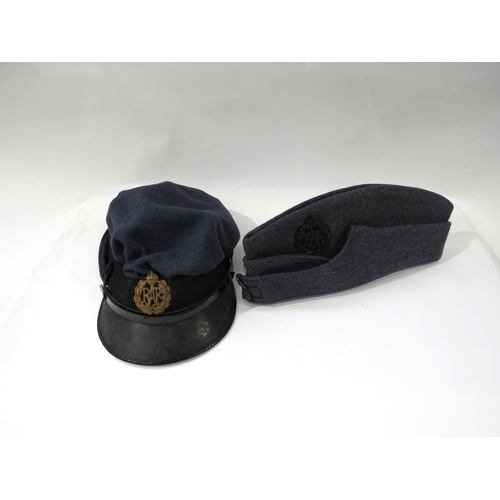 9200 - A WWII RAF Royal Air Force forage / side cap, single plastic badge, dated 1943, size 6 1/2, together... 