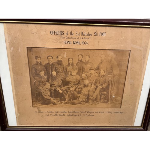 9078 - A framed “Officers of the 2nd Battalion 9th Foot Hong Kong 1864” photographic print with names of se... 