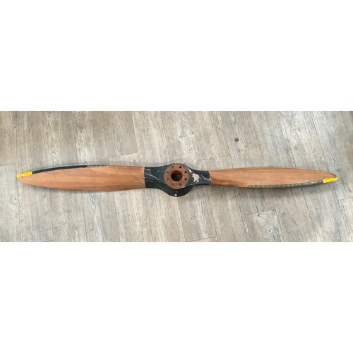 9088 - A Gipsy III & Major aircraft propeller, segmented mahogany with black painted hub, marked DRG. NO. A... 