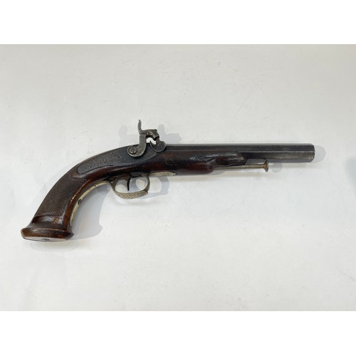 9309 - A 19th Century continental percussion target pistol     ANTIQUE: No license required