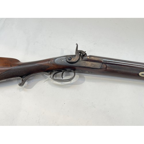 9295 - A 19th Century double barrel percussion shotgun with signed locks     ANTIQUE: No license required