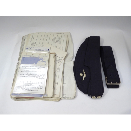 9089 - A post-war RAF navigator's officer's uniform with a quantity of documents, flew in Canberra aircraft... 