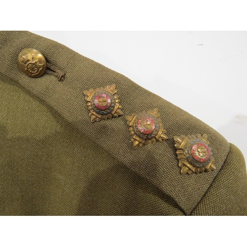 9091 - A WWII Royal Artillery officer's uniform with jacket, trousers, hat and Sam Browne, belonged to Capt... 