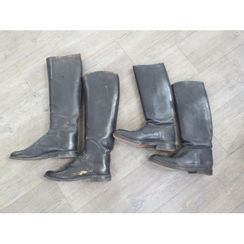 9102 - A pair of WWII German officer's boots together with a pair of NCO's boots