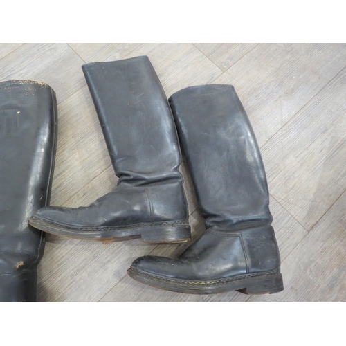 9102 - A pair of WWII German officer's boots together with a pair of NCO's boots