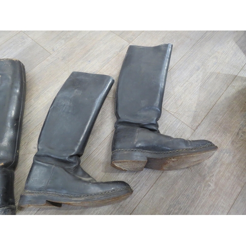 9102 - A pair of WWII German officer's boots together with a pair of NCO's boots