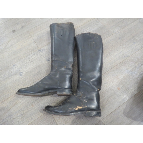 9102 - A pair of WWII German officer's boots together with a pair of NCO's boots