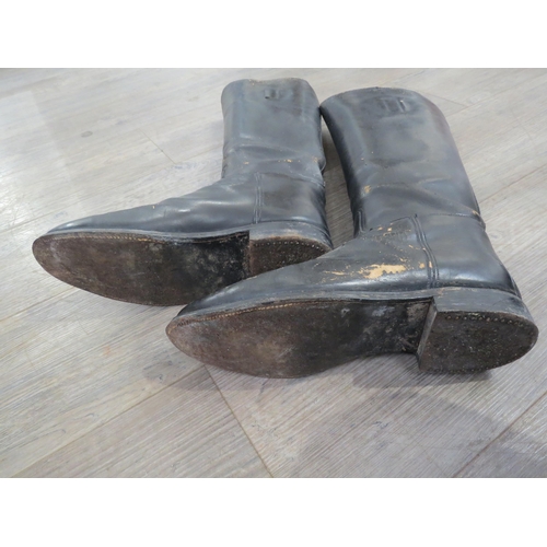 9102 - A pair of WWII German officer's boots together with a pair of NCO's boots