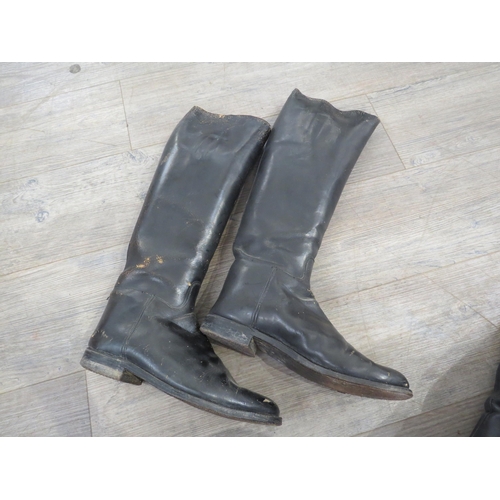 9102 - A pair of WWII German officer's boots together with a pair of NCO's boots