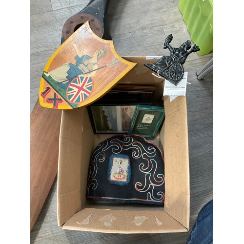 9112 - NORFOLK REGIMENT INTEREST: A collection of items including tea cosy, regimental plaque and silk card... 