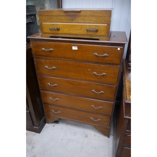 2487 - An oak chest of five drawers