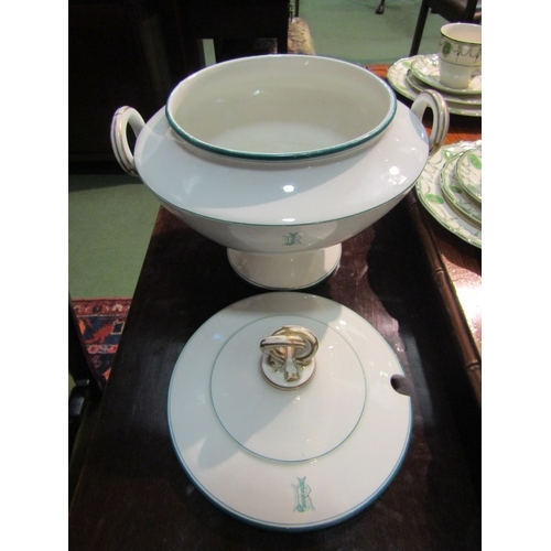 4067 - A large pedestal tureen with cover, monogrammed, lacking ladle