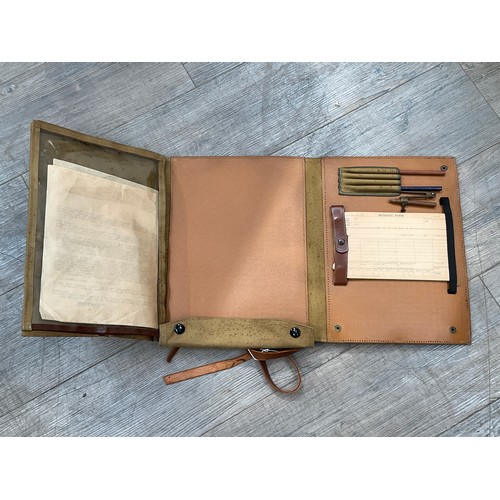 9145 - A WWII officer's map case with 1943 dated ephemera etc