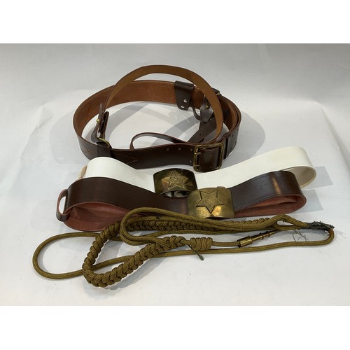 9147 - A Cold War era Russian Soviet USSR officer's belt, cadet's everyday brown belt, cadet's white parade... 