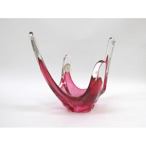 7304 - A Val St Lambert pink glass splash bowl. 26cm high