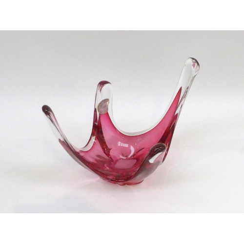 7304 - A Val St Lambert pink glass splash bowl. 26cm high