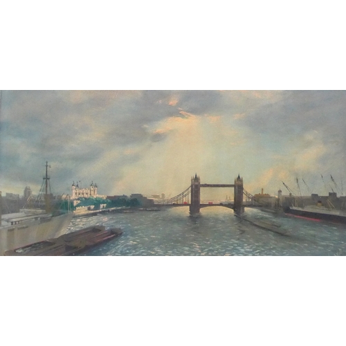 7602 - H.MOSS (XX) A framed oil on board, view of The Thames with Tower Bridge, London. Signed bottom right... 