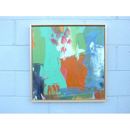 7591 - GRAHAM HART (b.1951) A framed mixed media on board titled 'Orange Vase'. Initialled bottom left. Ima... 