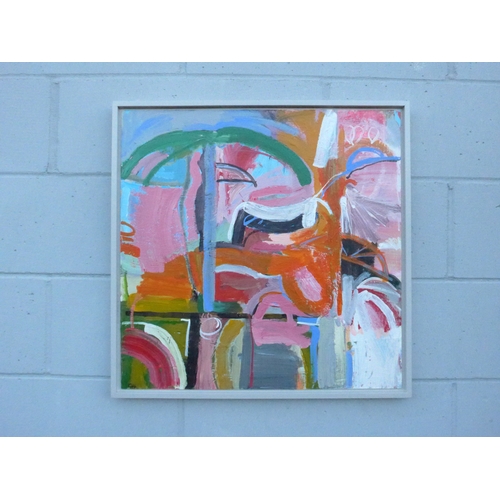 7587 - GRAHAM HART (b.1951) A framed mixed media on board titled 'Palm Tree 1951'. Initialled bottom left, ... 