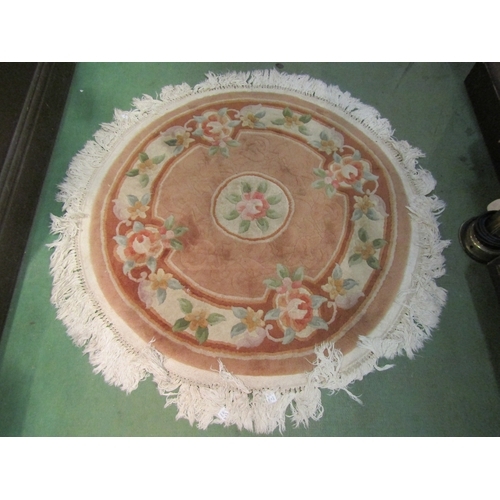 4196 - A circular Chinese rug, rectangular Chinese fireside rug and dyed sheepskin rug (3)