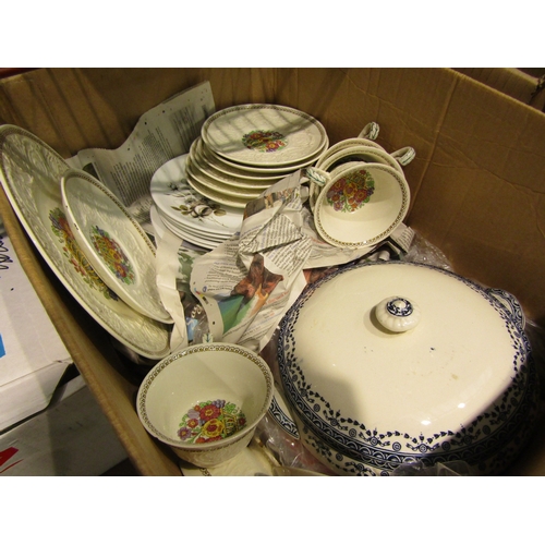 4461 - A box of assorted dinner and tea wares including Wedgwood Patrician 