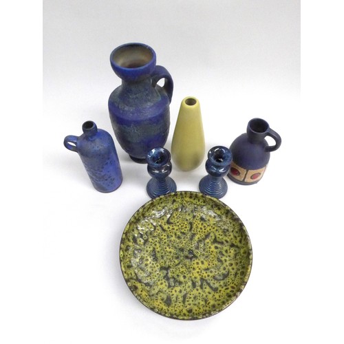 7015 - Collection of West German Pottery to Include Karlsruhe, Buckeburg etc in blue and yellow glazes. Tal... 