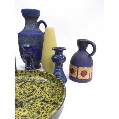 7015 - Collection of West German Pottery to Include Karlsruhe, Buckeburg etc in blue and yellow glazes. Tal... 