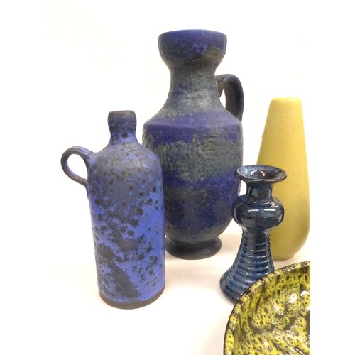 7015 - Collection of West German Pottery to Include Karlsruhe, Buckeburg etc in blue and yellow glazes. Tal... 