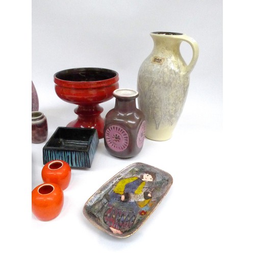 7013 - Collection of West German Pottery to Include Bay, Dumler & Breiden ETC in red and pink glazes and tw... 