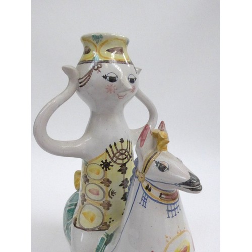 7201 - BJORN WIINBLAD (Danish 1918-2006).  An Earthenware horse and rider, hand painted in various colours.... 