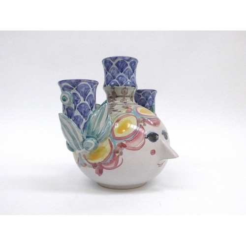 7202 - BJORN WIINBLAD (Danish 1918-2006)  An Earthenware bulb vase with rounded face and painted detail in ... 