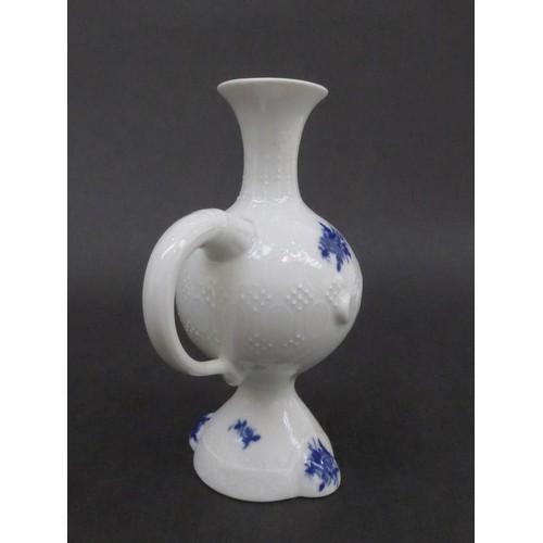 7179 - A Rosenthal porcelain candle holder. Studio Linie, 'Form Romanze'.  White gloss glaze with blue pain... 