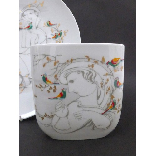 7182 - A Rosenthal porcelain  large Bjorn Wiinblad Charger, Studio Linie Range printed line figures with co... 