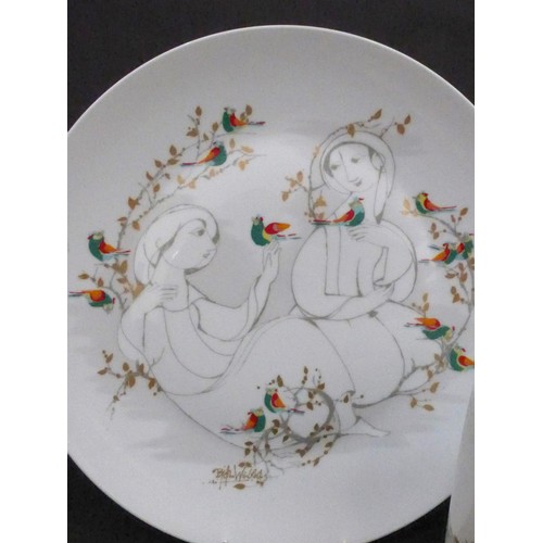 7182 - A Rosenthal porcelain  large Bjorn Wiinblad Charger, Studio Linie Range printed line figures with co... 