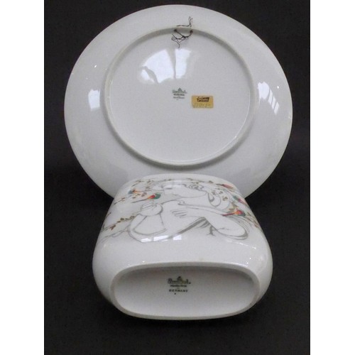 7182 - A Rosenthal porcelain  large Bjorn Wiinblad Charger, Studio Linie Range printed line figures with co... 