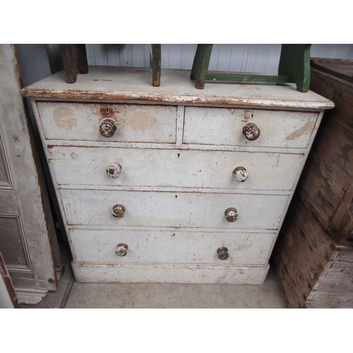 2084 - A Victorian painted pine two over three chest of drawers