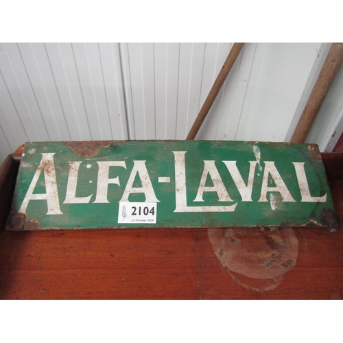 2104 - An 'Alfa - Laval' enamel sign, 34cm long