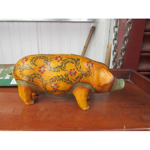 2105 - A hand painted pottery pig piggy bank