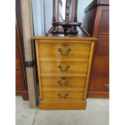 2136 - A yew veneer leather topped filing cabinet