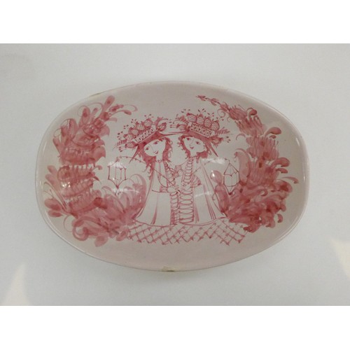 7191 - BJORN WIINBLAD (Danish 1918-2006) A pottery bowl, hand painted in pink.  Painted signature to base a... 