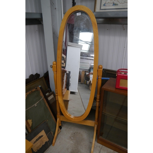 2493 - A beech cheval mirror