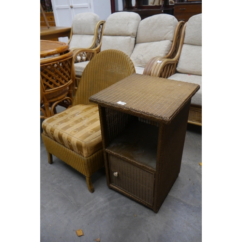 2514 - A lloyd loom bedside cabinet and chair