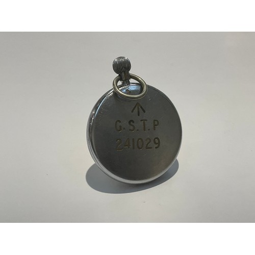 9537 - A Jaeger Le Coultre military pocket watch, marked G.S.T.P. 241029 reverse, crown loose