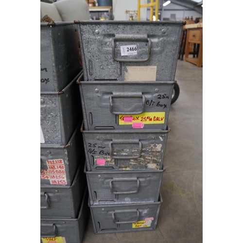 2053 - Five galvanized stacking tote trays