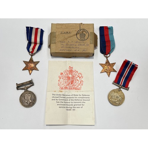 9460 - A group of four WWII and later medals consisting of War Medal, 1939-45 and France and German stars, ... 