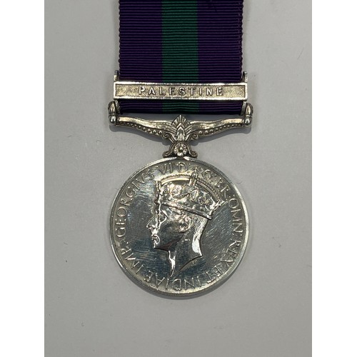 9505 - A George VI General Service Medal (GSM) with Palestine clasp awarded to 349137 SGT. HENRY (HERMANN H... 