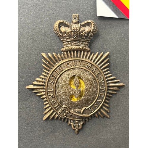 9434 - NORFOLK REGIMENT INTEREST: A 9th Regiment of Foot (Norfolk) shako badge circa 1855-1861