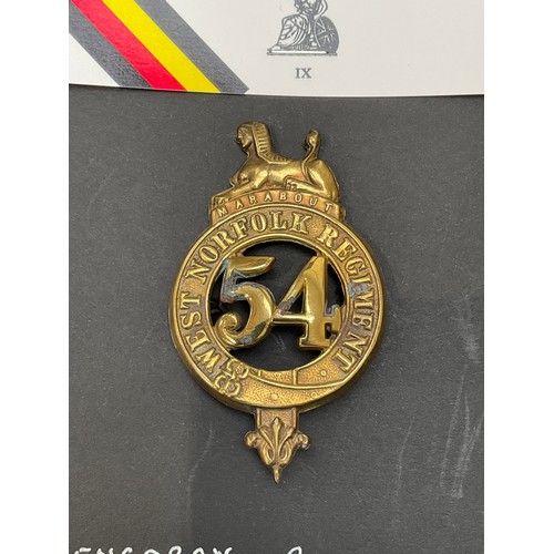 9431 - Two 54th Foot (West Norfolk) Regiment of Foot glengarry badges, circa 1878-81. The Sphinx on MARABOU... 