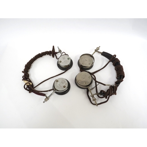 9258 - Two pairs of headphones, possibly for wartime communications, one marked 2000, the other marked 'ALL... 